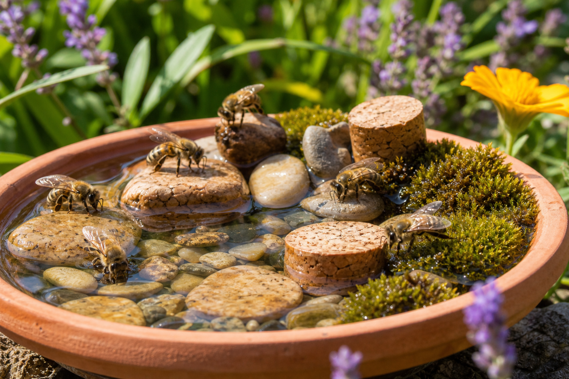 Sommerhitze – Wassertränke für Bienen & Co